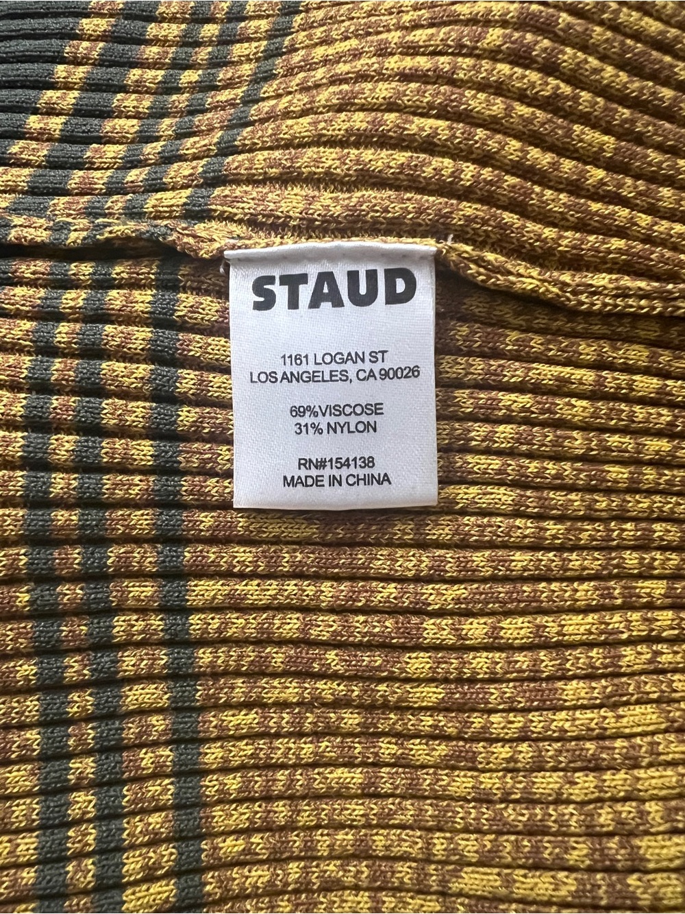 STAUD Shoko Rib-Knit Sweater Dress Size Medium Long Sleeve Color Block Stripe - Picture 9 of 11